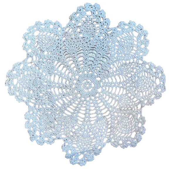 White Flower Crochet Doily Round Tabletop Decor Home Accent - Picture 1 of 1